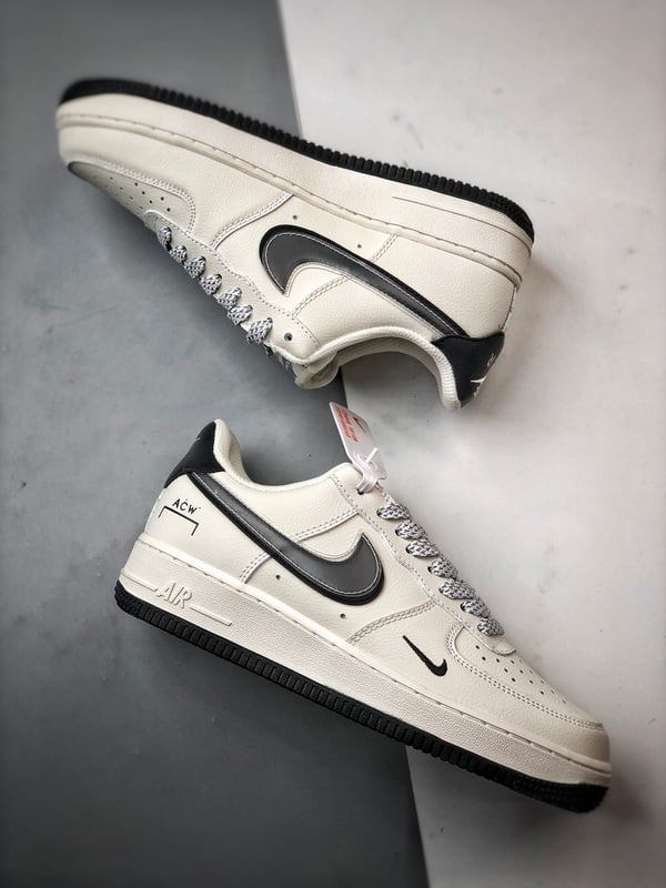 ACW x Air Force 1 Low Creme, Preto e Cinza - Vista 6
