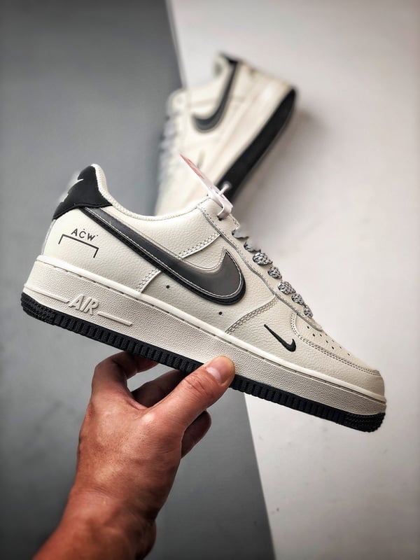 ACW x Air Force 1 Low Creme, Preto e Cinza - Vista 7