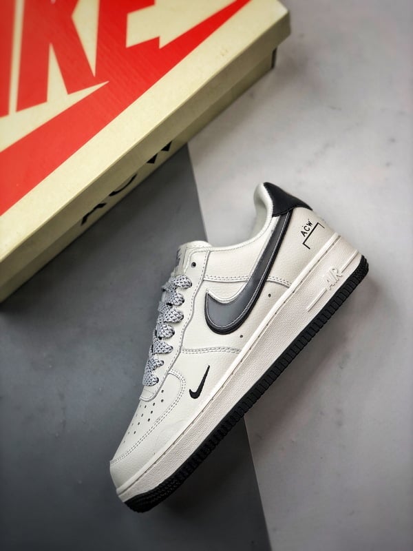 ACW x Air Force 1 Low Creme, Preto e Cinza - Vista 8