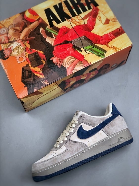 AKIRA x Nike Air Force 1 Low ’07 Cinzento Azul Camurça Estrela - Vista 7