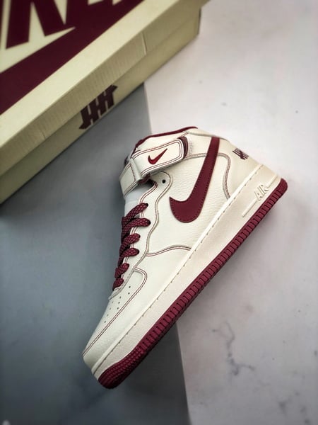 Air Force 107 Mid Cinco Faixas Bege Branco e Vinho - Vista 8