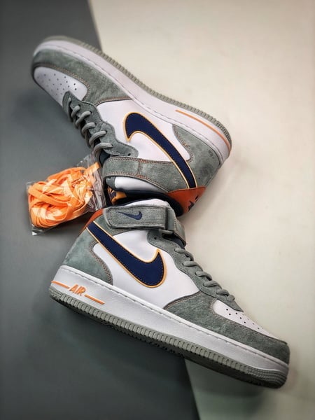 Air Force 107 Mid Cinzento e Azul Camurca - Vista 4