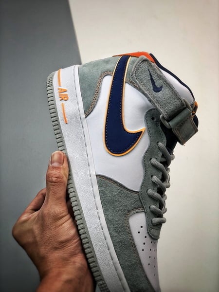 Air Force 107 Mid Cinzento e Azul Camurca - Vista 5