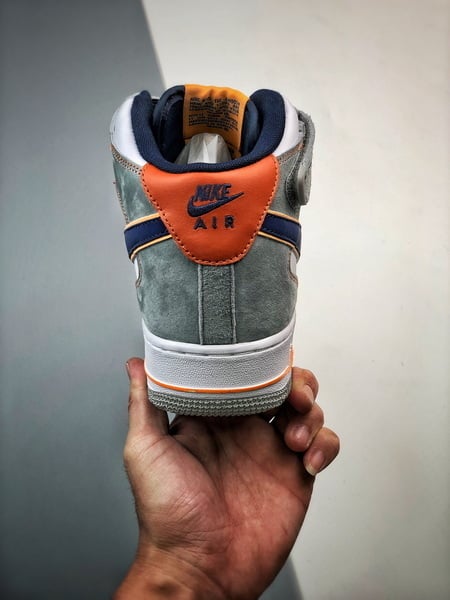 Air Force 107 Mid Cinzento e Azul Camurca - Vista 9