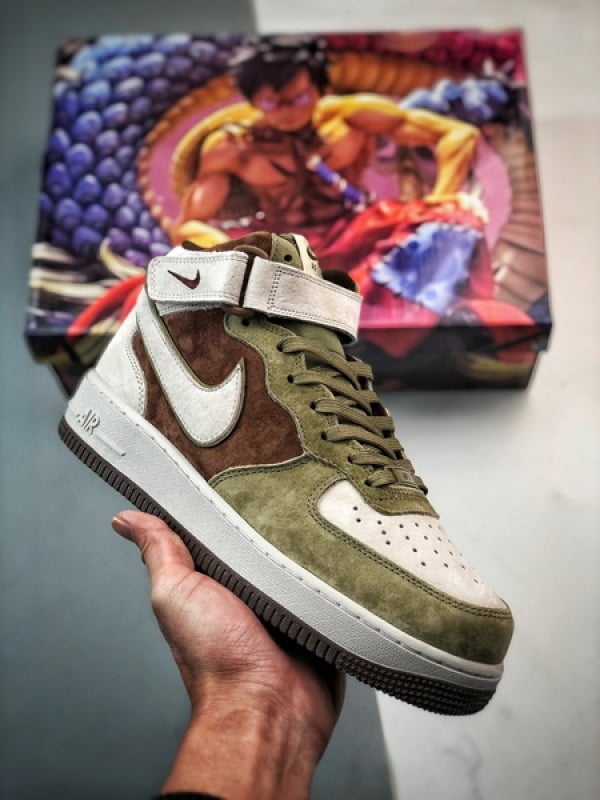 Air Force 107 Mid Bege Marrom e Verde Camurca - Vista 1