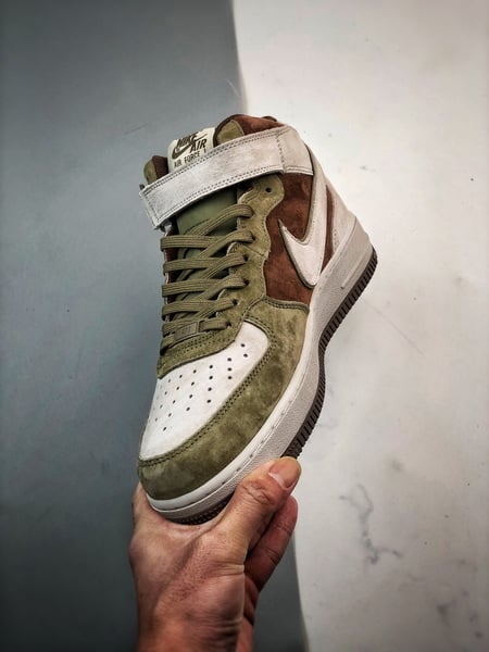 Air Force 107 Mid Bege Marrom e Verde Camurca - Vista 5