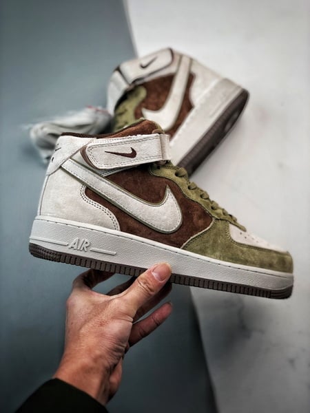 Air Force 107 Mid Bege Marrom e Verde Camurca - Vista 7