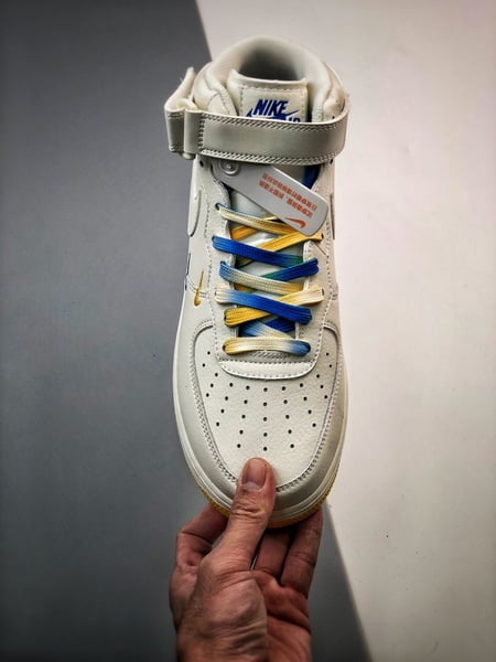 Air Force 107 Mid Azul e Amarelo Cordao Pequeno Gancho - Vista 3