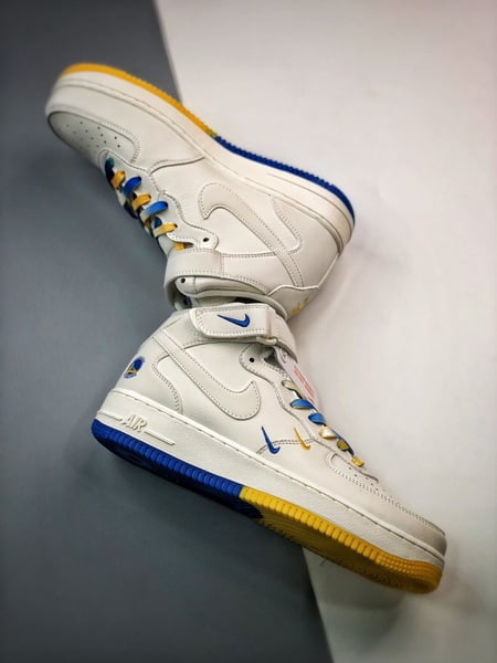 Air Force 107 Mid Azul e Amarelo Cordao Pequeno Gancho - Vista 7