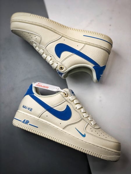 Air Force 1 '07 Low Creme e Azul - Vista 6