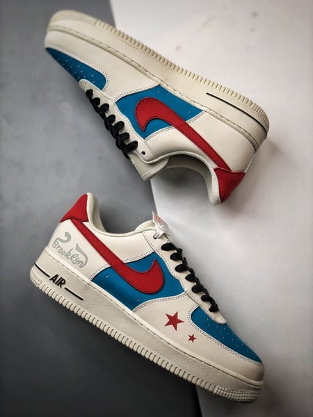 Air Force 1 '07 Low Bege, Azul e Vermelho - Vista 6