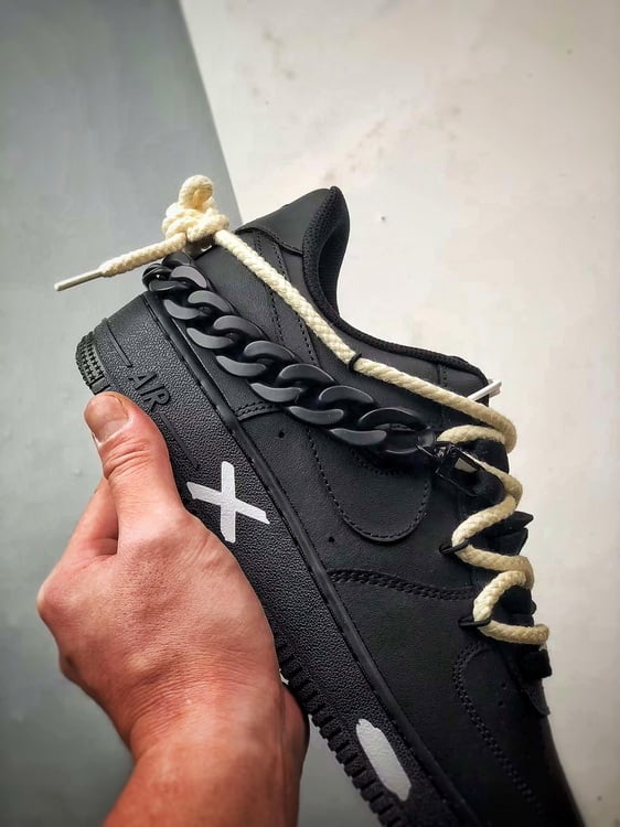 Air Force 1 '07 Low Preto Corrente Desconstruído com Tiras - Vista 2