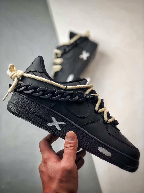 Air Force 1 '07 Low Preto Corrente Desconstruído com Tiras - Vista 7