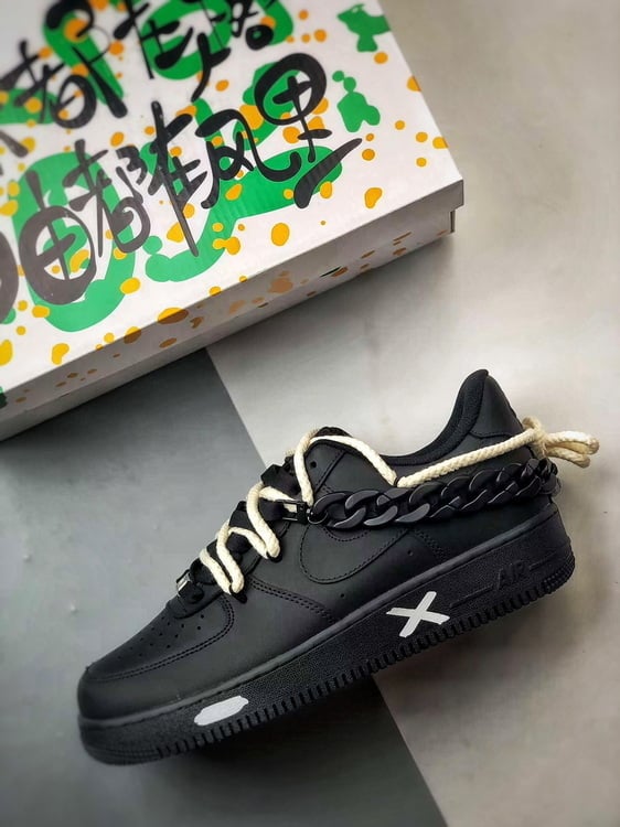 Air Force 1 '07 Low Preto Corrente Desconstruído com Tiras - Vista 8