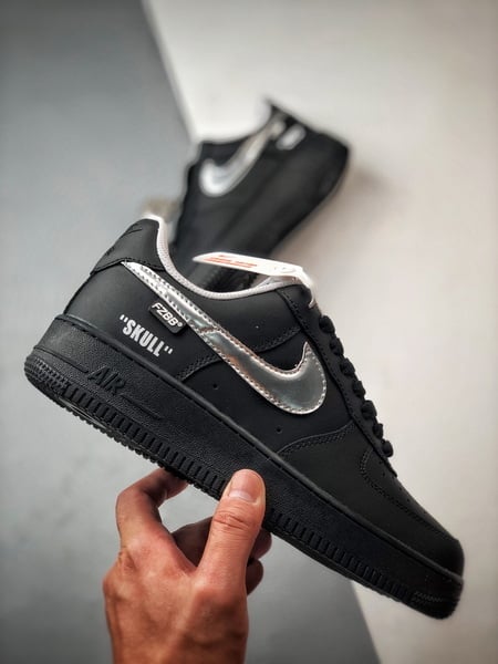 Air Force 1 '07 Low Preto e Prata Rosa - Vista 7