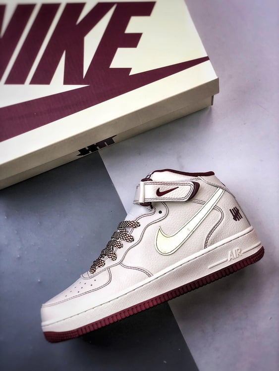 Air Force 1 07 Mid Cinco Faixas Bege Branco e Vinho - Vista 8