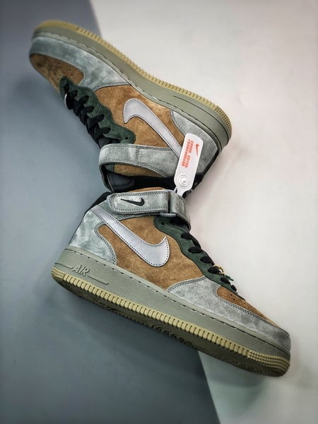 Air Force 1 07 Mid Marrom e Verde Camurca - Vista 4