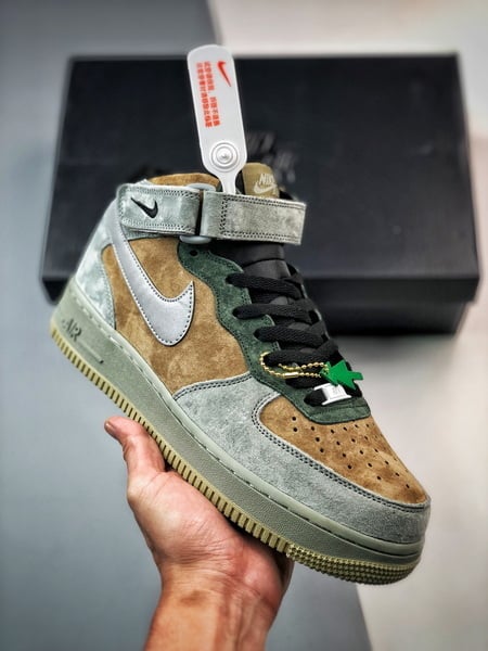 Air Force 1 07 Mid Marrom e Verde Camurca - Vista 7