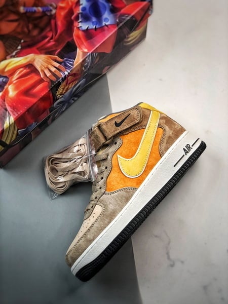 Air Force 1 07 Mid Marrom Amarelo e Laranja Camurca - Vista 8