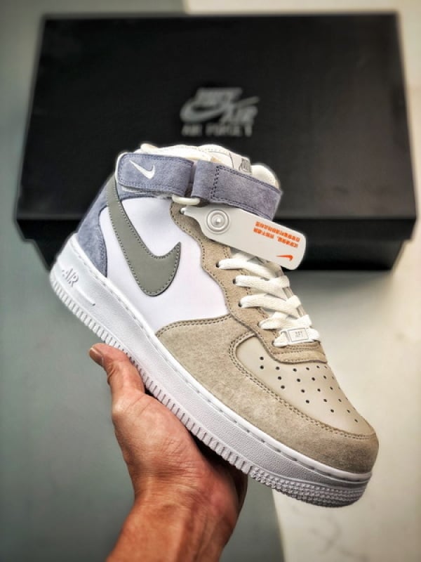 Air Force 1 07 Mid Cinzento e Azul Camurca - Vista 1