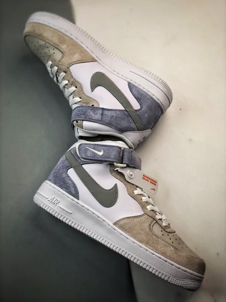 Air Force 1 07 Mid Cinzento e Azul Camurca - Vista 6