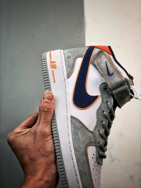 Air Force 1 07 Mid Cinzento e Azul Camurca - Vista 2