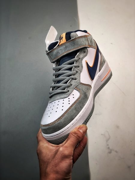 Air Force 1 07 Mid Cinzento e Azul Camurca - Vista 5