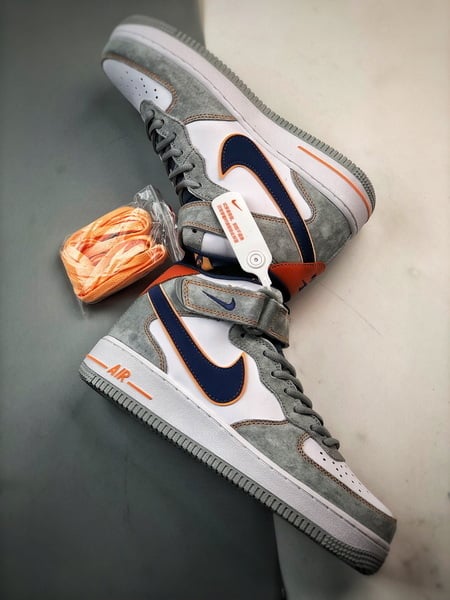 Air Force 1 07 Mid Cinzento e Azul Camurca - Vista 6