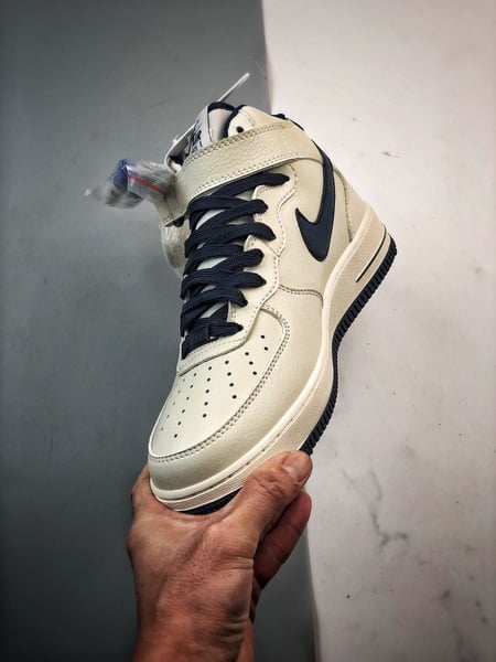 Air Force 1 07 Mid Branco e Azul Escuro Caneta - Vista 5