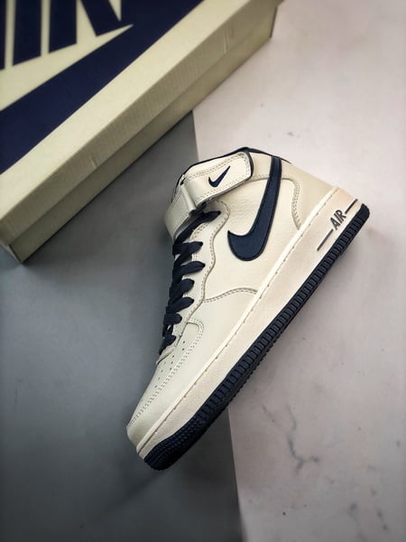 Air Force 1 07 Mid Branco e Azul Escuro Caneta - Vista 8