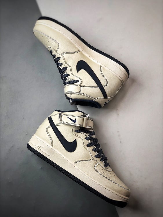 Air Force 1 07 Mid Bege e Azul Escuro - Vista 6