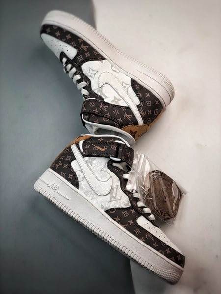 Air Force 1 07 Mid LV Branco e Marrom Estampado Completo - Vista 6