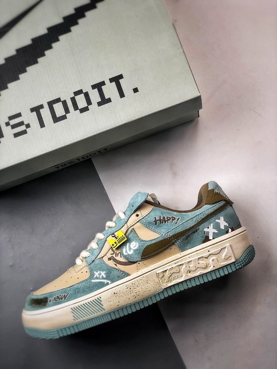 Nike Air Force 1 Low Fontanka Cinza Azul Castanho - Vista 8