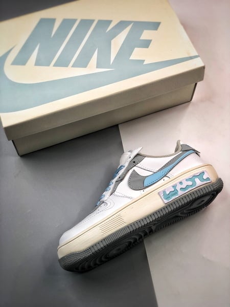 Air Force 1 Fontanka Desconstruido Branco Cinzento e Azul - Vista 5