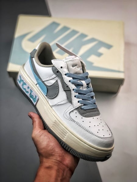 Air Force 1 Fontanka Desconstruido Branco Cinzento e Azul - Vista 8