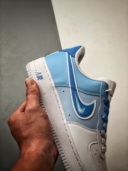 Air Force 1 Low Três Swoosh Gradiente Azul e Branco - Vista 2