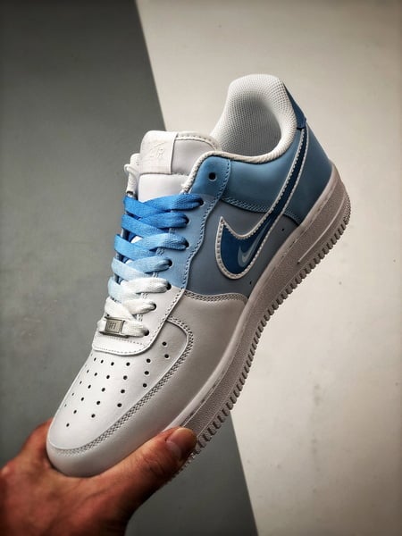Air Force 1 Low Três Swoosh Gradiente Azul e Branco - Vista 5