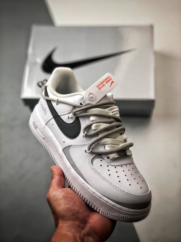 Air Force 1 Low Função Graffiti Branco e Cinza com Cadarços - Vista 1