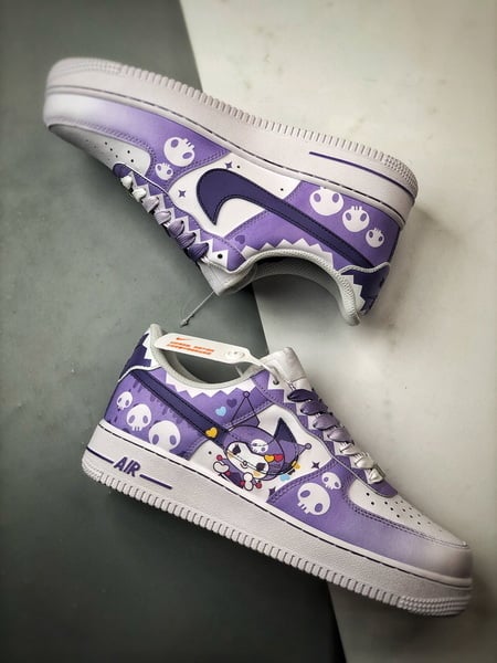 Air Force 1 Low Pequena Bruxa Skull Branco e Roxo - Vista 6