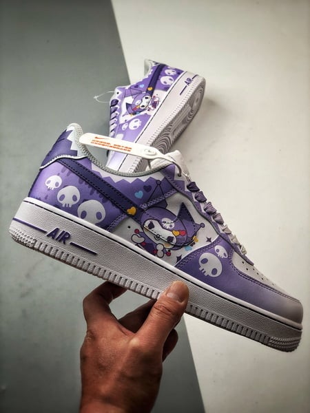 Air Force 1 Low Pequena Bruxa Skull Branco e Roxo - Vista 7