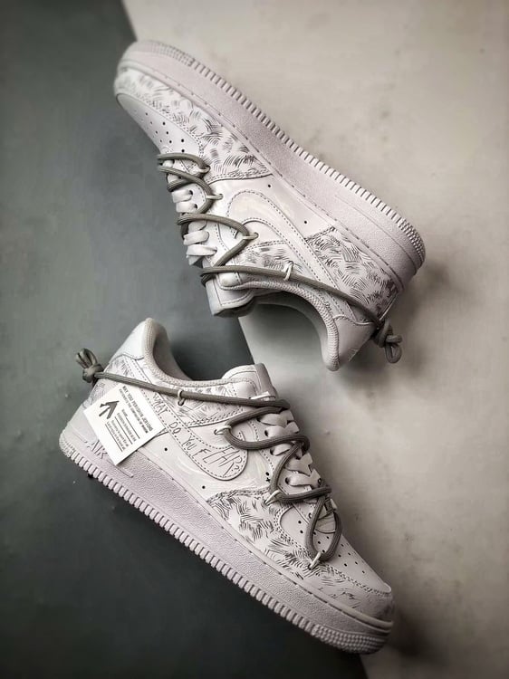 Air Force 1 Low Confissão de Amor Branco e Cinzento Grafíti Tiras - Vista 6