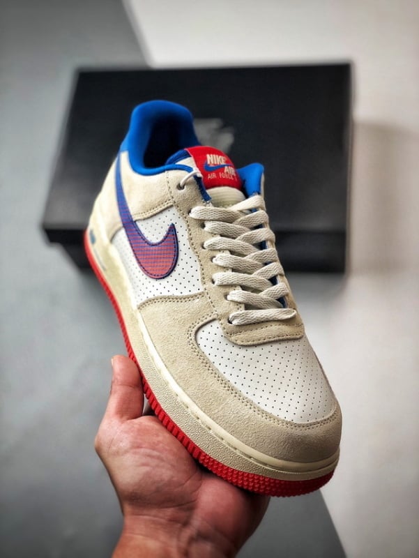 Nike Air Force 1 Low Gradiente Branco, Azul e Vermelho - Vista 1
