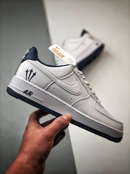 Air Force 1 Low _By You_ Branco e Azul Escuro - Vista 7