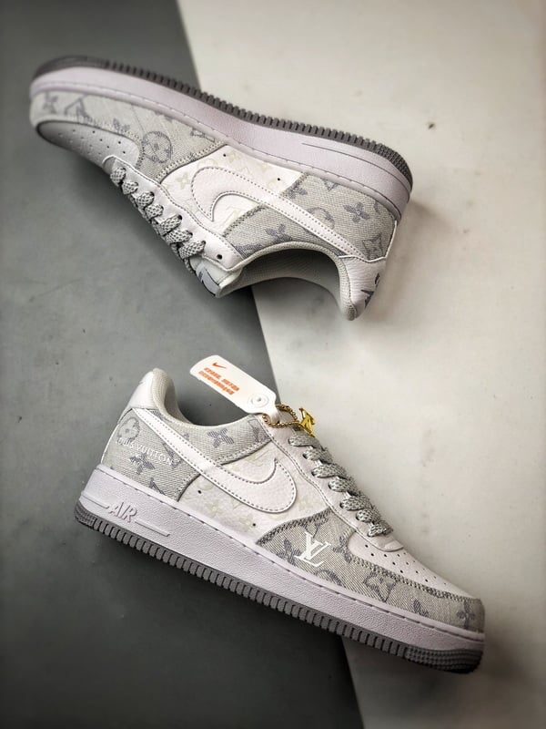 Air Force 1 Low 'By You' LV Branco, Cinza e Denim - Vista 6