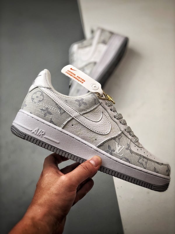 Air Force 1 Low 'By You' LV Branco, Cinza e Denim - Vista 7