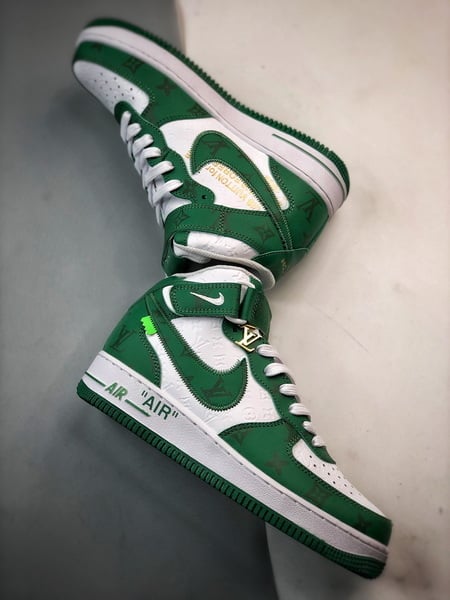 Air Force 1 Mid By You LV Branco e Verde Estampado - Vista 6