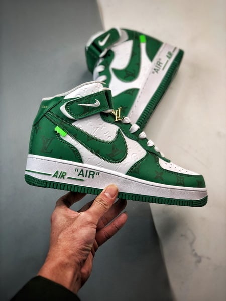 Air Force 1 Mid By You LV Branco e Verde Estampado - Vista 7