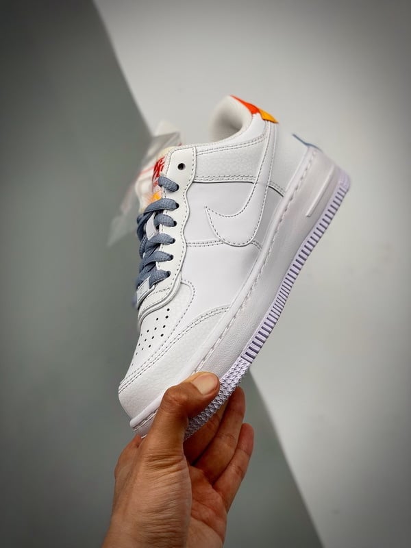 Air Force 1 ShadowBranco Laranja Azul Patchwork - Vista 3