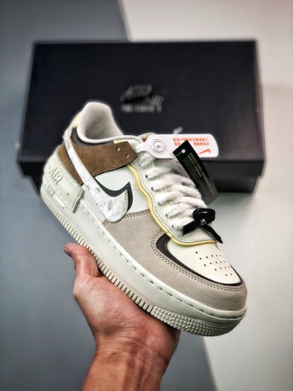 Air Force 1 Shadow Branco Cinzento e Marrom - Vista 1