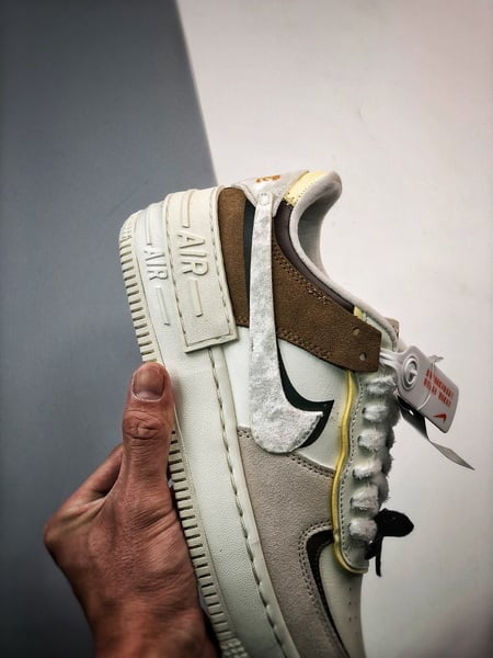 Air Force 1 Shadow Branco Cinzento e Marrom - Vista 2